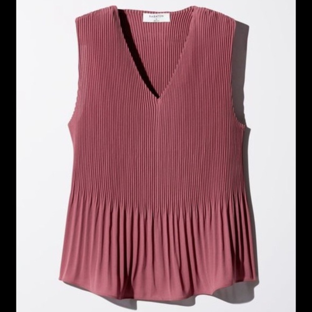 Aritzia Babaton Damien Sleeveless Pleated Blouse